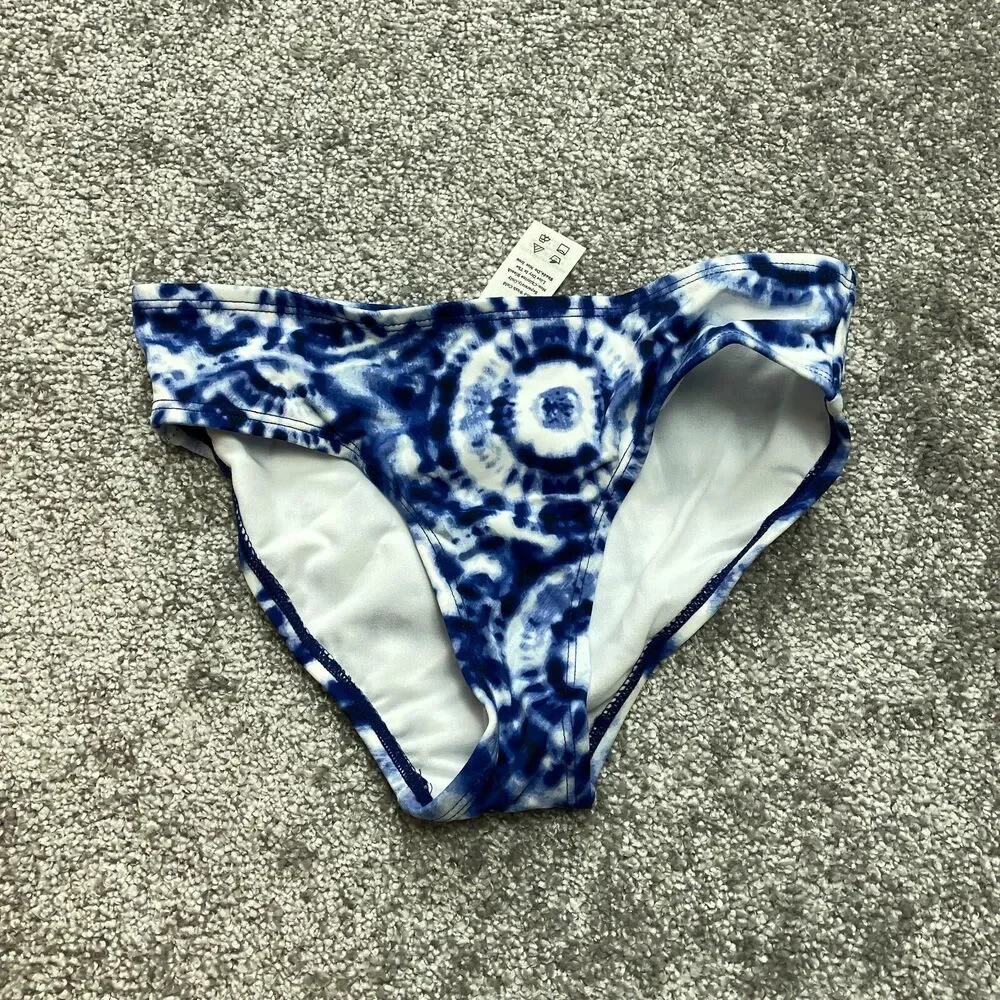 OKAMI Girls 10 Two Piece Swim Bathing Suit Set Blue White Long Sleeve Brief New